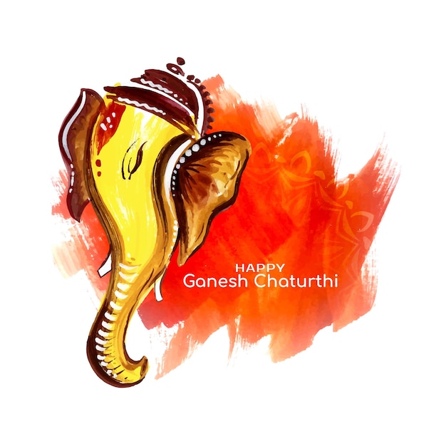 Happy ganesh chaturthi festival card con il disegno del volto di lord ganesha