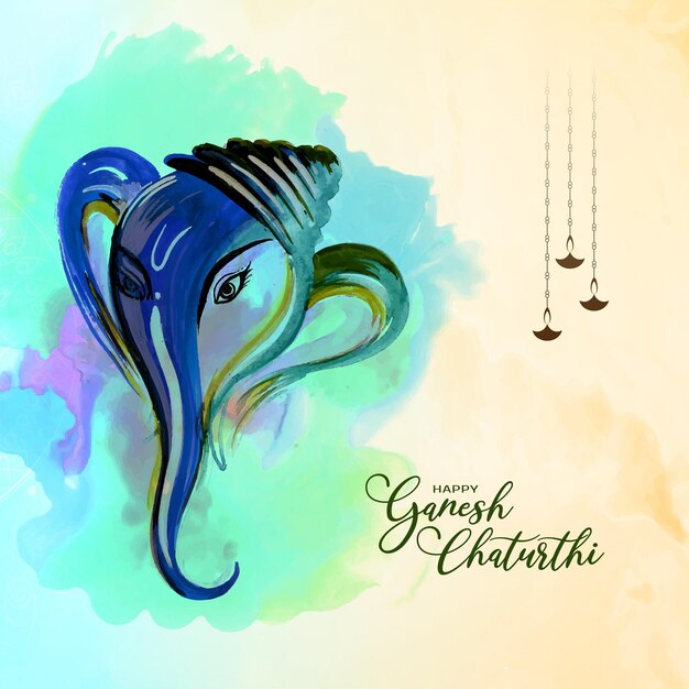해피 Ganesh Chaturthi 축제 장식 수채화 배경