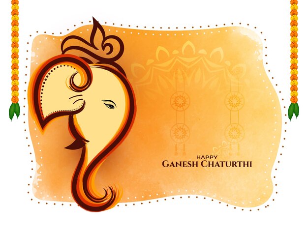 Поздравительная открытка фестиваля Happy Ganesh Chaturthi с вектором дизайна лорда ганеши