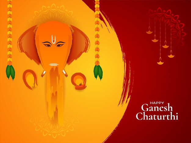 Happy Ganesh Chaturthi festival stylish religious background vector