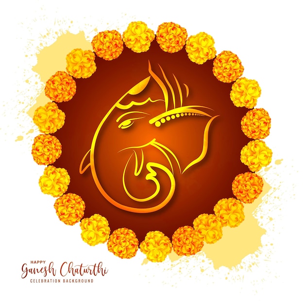 Free vector happy ganesh chaturthi festival with lord ganesha head card background