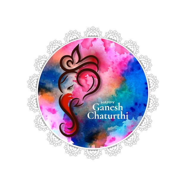 무료 벡터 행복한 ganesh chaturthi 힌두교 인도 종교 축제 배경