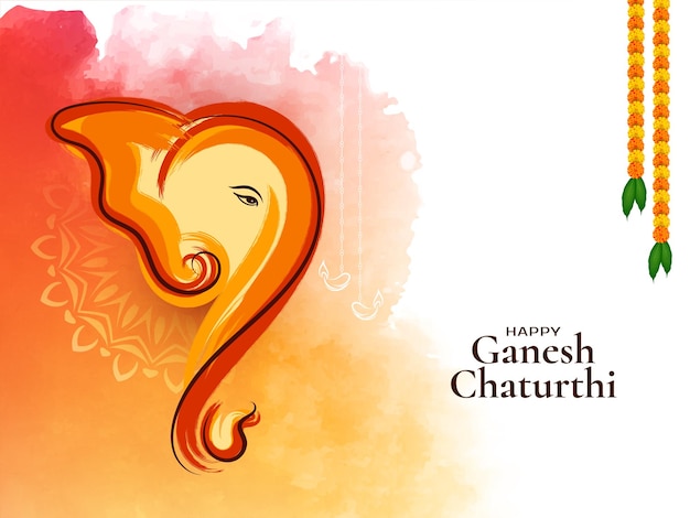 무료 벡터 해피 ganesh chaturthi 힌두교 종교 축제 배경 디자인