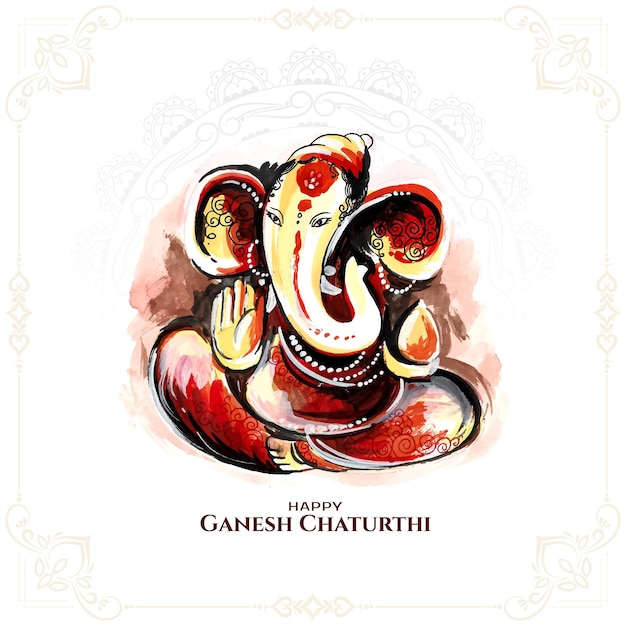 Бесплатное векторное изображение happy ganesh chaturthi индийский культурный фестиваль мифология фон