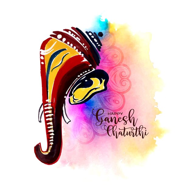 ハッピー ガネーシュ チャトルティ インド祭グリーティング カード デザイン