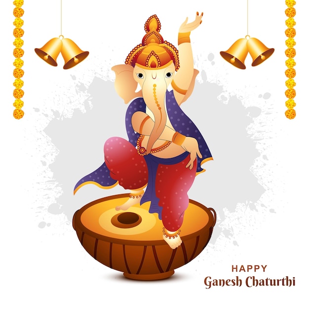 Vettore gratuito felice ganesh chaturthi indiano festival religioso carta illustrazione sfondo