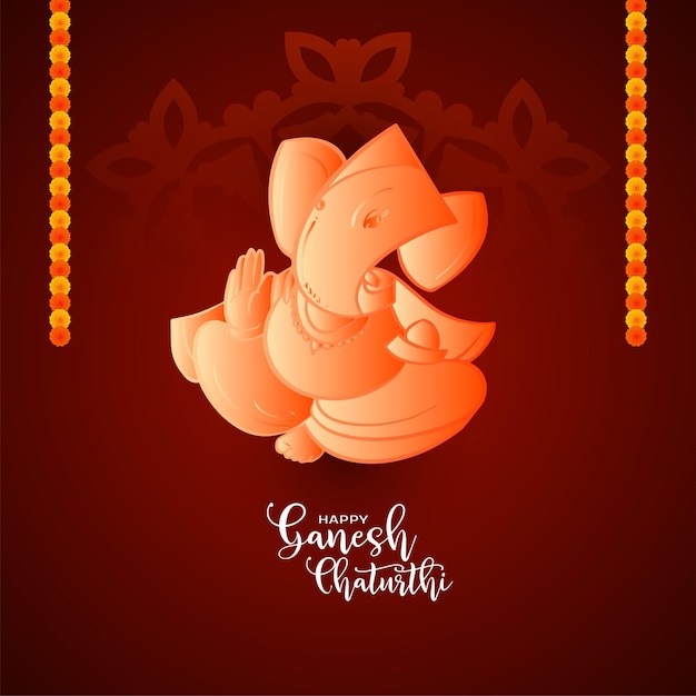 Free vector happy ganesh chaturthi religious hindu festival celebration card vector