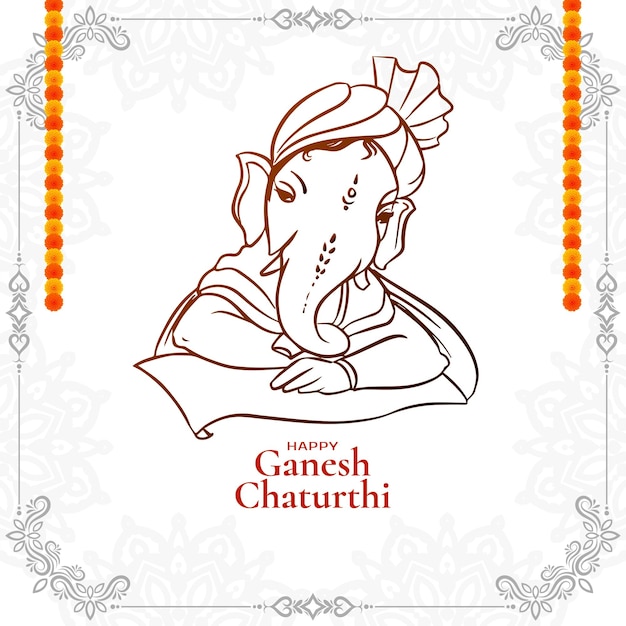 無料ベクター 幸せなガネーシュ チャトゥルティの宗教的なヒンズー教の祭りのお祝いカード ベクトル