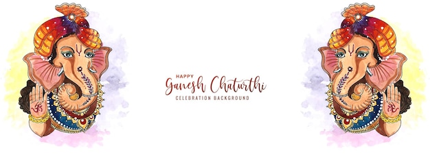 Happy ganesh chaturthi traditional greeting card banner background