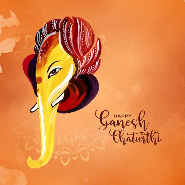 Happy Ganesh Chaturthi traditional Indian festival greeting card