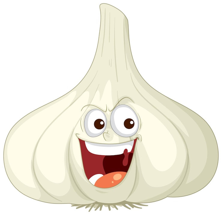 Free Vector happy garlic cartoon character