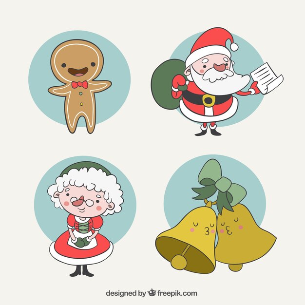 Happy gingerbread man with other christmas characters