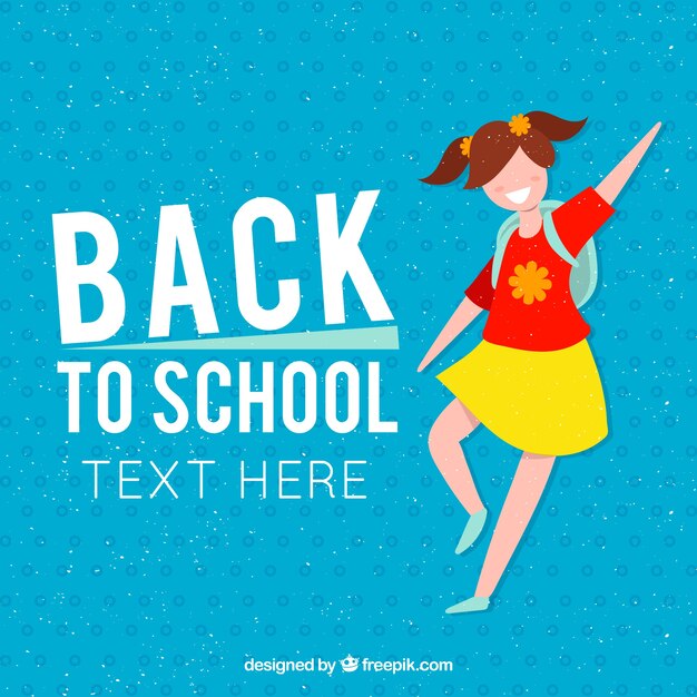 Happy girl back to school background