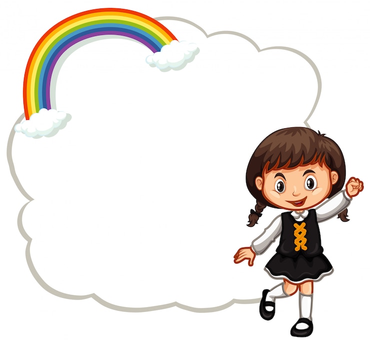 Free Vector happy girl and cloud frame
