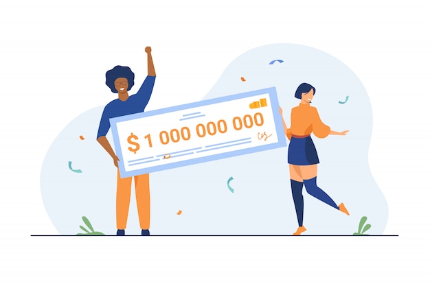 Free vector happy girl and guy winning billion of cash