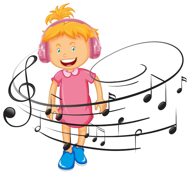 Happy girl listen to music by headphone