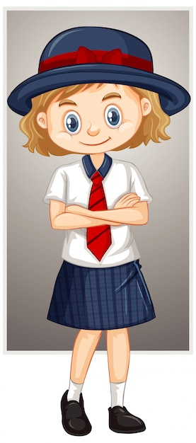 Free vector happy girl in school uniform