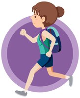 Happy girl with backpack running