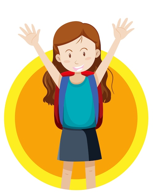 Free vector happy girl with red backpack