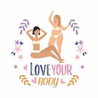 Free vector happy girls wearing underclothes with branches plants