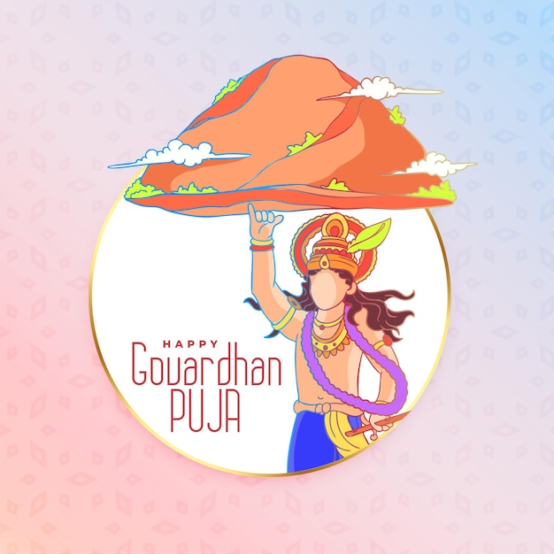 Free vector happy govardhan puja background experience lord krishna divine love vector