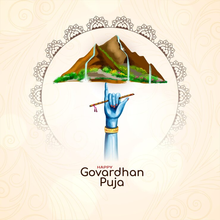 मुफ़्त वेक्टर happy govardhan puja indian cultural hindu festival greeting card