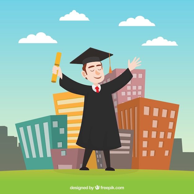 Free vector happy graduate boy background