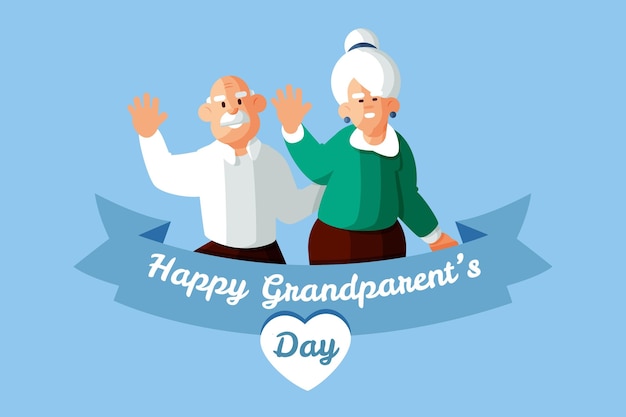 나이든 부부와 함께 행복한 조부모의 날