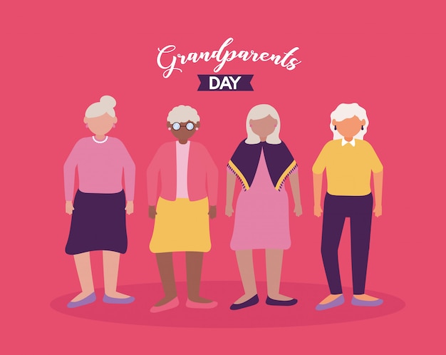 Счастливый бабушка и дедушка день плоский дизайн