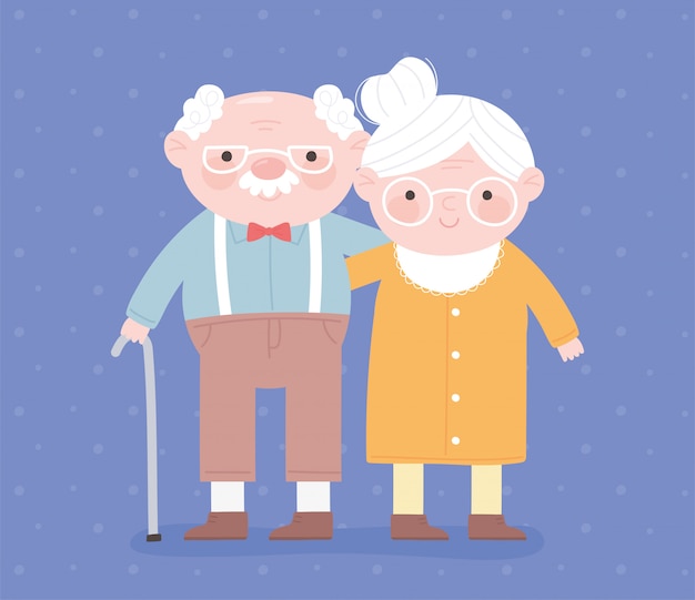 Premium Vector | Cute grandparents cartoon