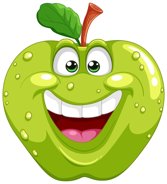 Free vector happy green apple cartoon character