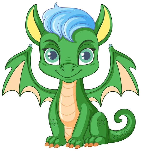 Free vector happy green cartoon dragon smiling