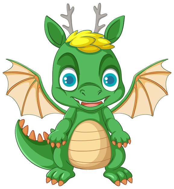 Free vector happy green cartoon dragon smiling