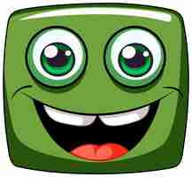 Free vector happy green square character illustration