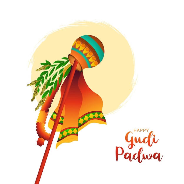 Vettore gratuito felice gudi padwa tradizionale maharastra celebrazione biglietto di auguri sfondo