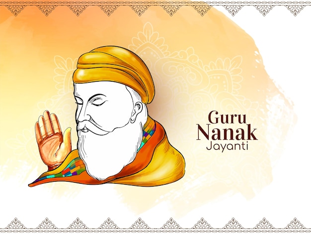 무료 벡터 행복한 guru nanak jayanti 인사 카드 배경  ⁇ 터