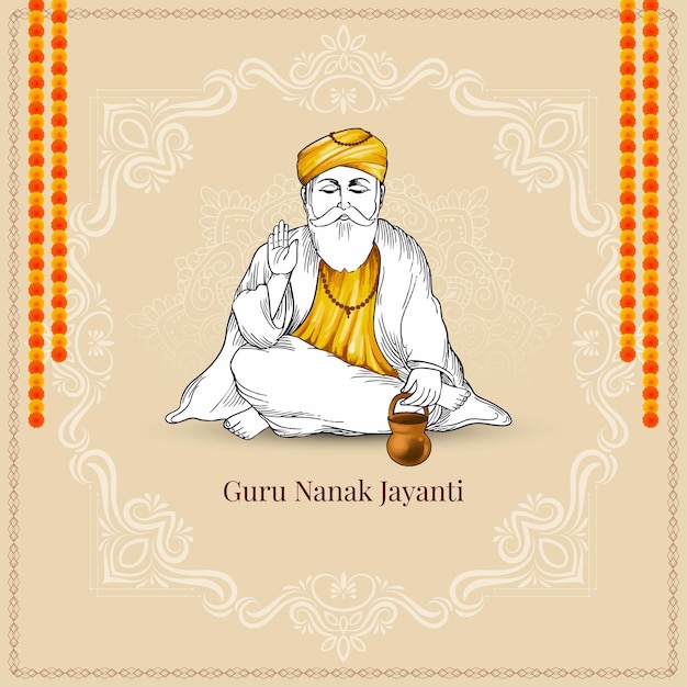 Vettore gratuito buona guru nanak jayanti, festa religiosa, celebrazione della carta, vettore