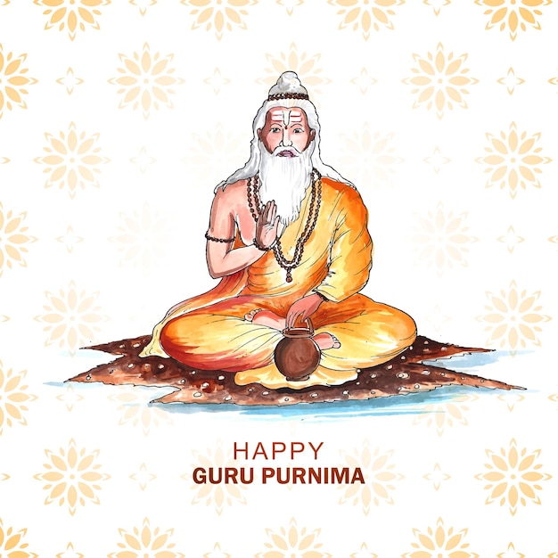 Free vector happy guru purnima indian festival card background