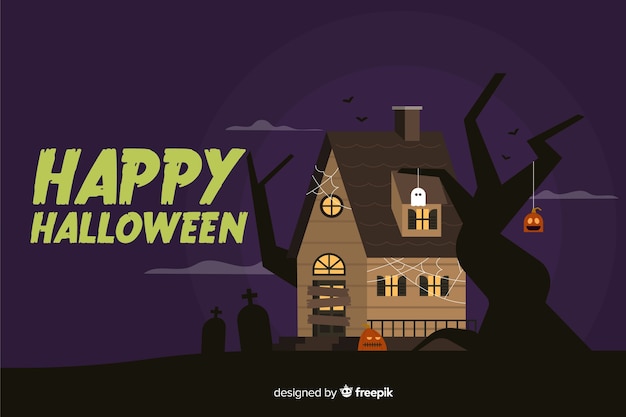 Happy halloween background in flat design