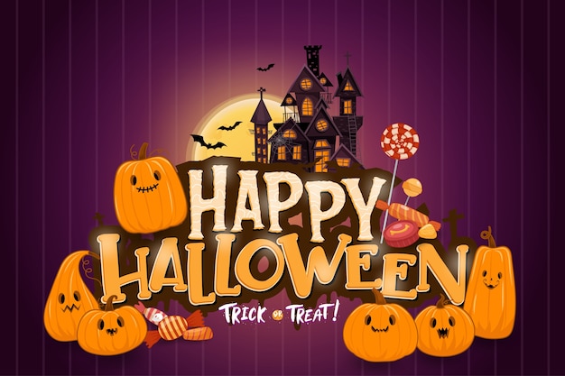 Happy Halloween Background Template in the Darkness with pumpkin