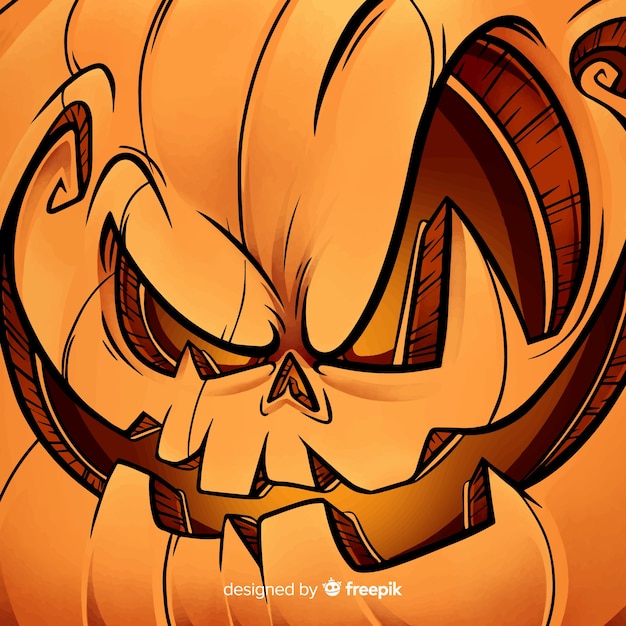 Free vector happy halloween background with evil pumpkin face