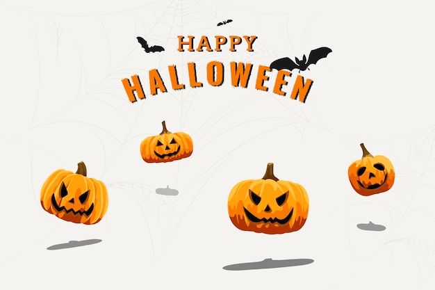 Free vector happy halloween background with jack o'lantern and bat elements vector