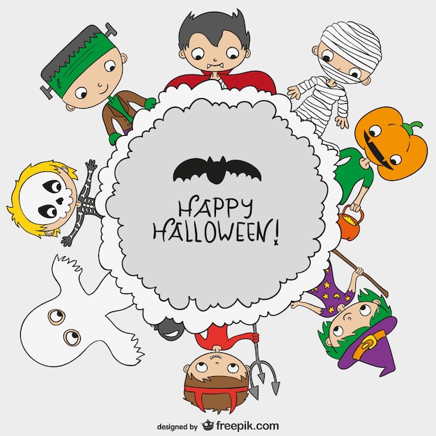 Happy Halloween background with kids