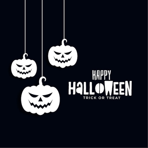 Счастливый хэллоуин баннер со страшными висящими тыквами