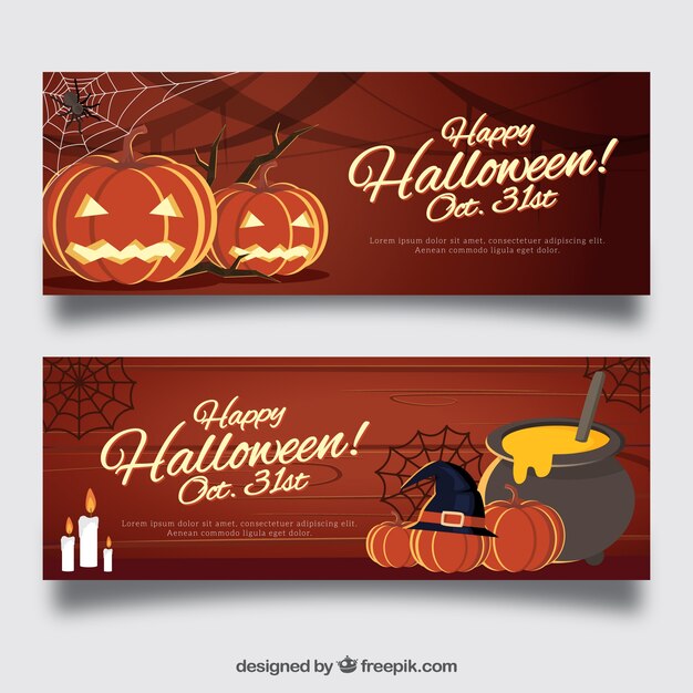 Happy halloween banners with pumpkins