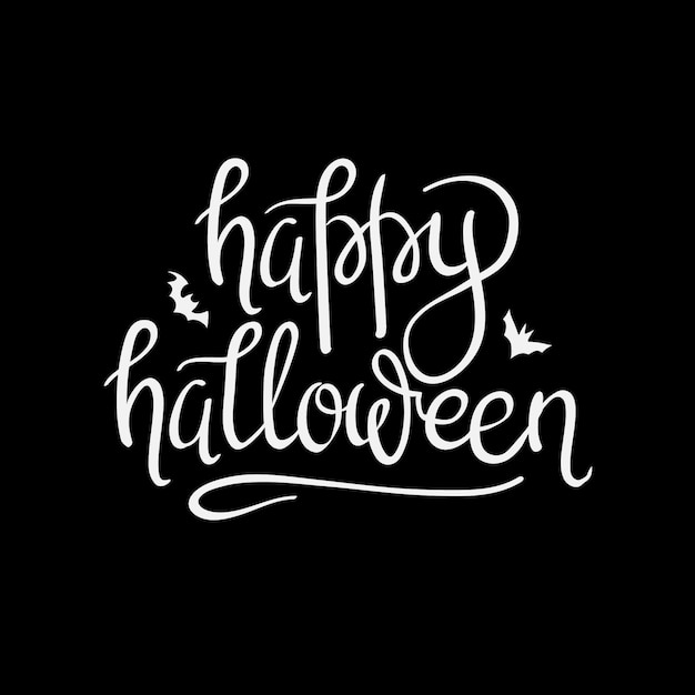 Happy Halloween Calligraphy. Halloween banner. Halloween lettering. Bat silhouette
