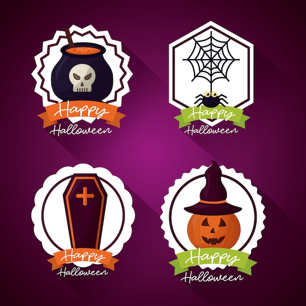 Free vector happy halloween day badge set