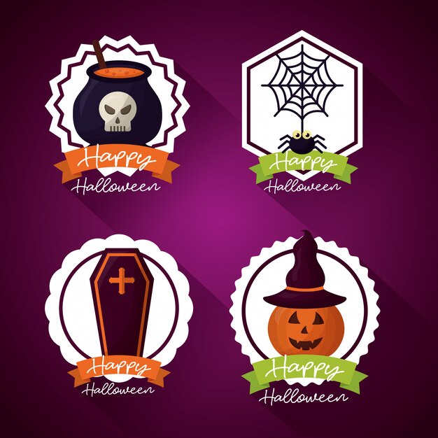 Happy halloween day badge set