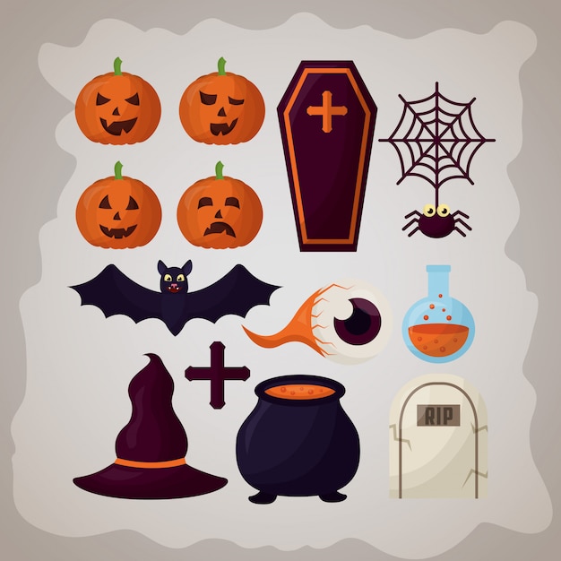 Happy halloween day elements set