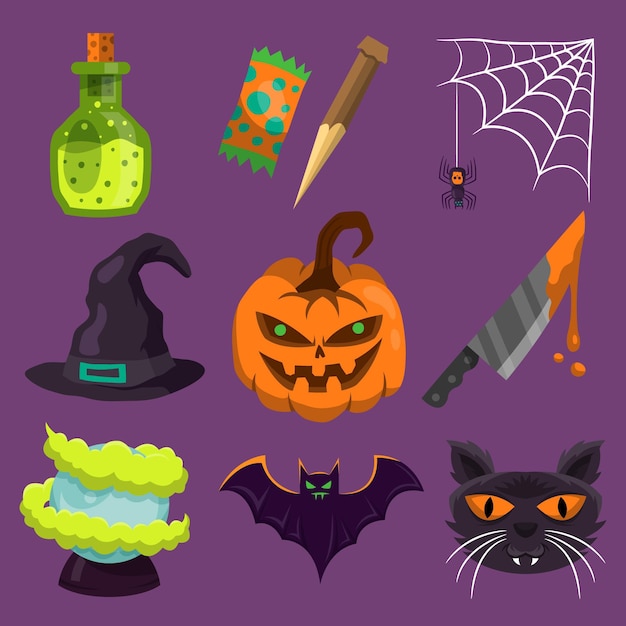 Happy halloween element collection theme